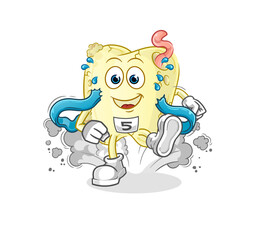 Naklejka premium tooth decay runner character. cartoon mascot vector