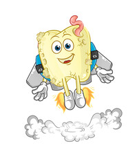 tooth decay with jetpack mascot. cartoon vector