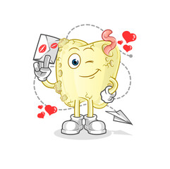 tooth decay hold love letter illustration. character vector