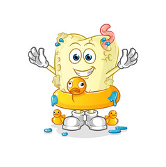 tooth decay with duck buoy cartoon. cartoon mascot vector