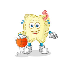 tooth decay dribble basketball character. cartoon mascot vector