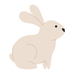 Character cute Easter bunny in pastel colors. Illustration rabbit in flat style in sit pose. Vector