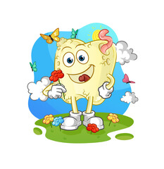 tooth decay pick flowers in spring. character vector