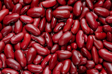 Red kidney beans texture, Top view, food background.