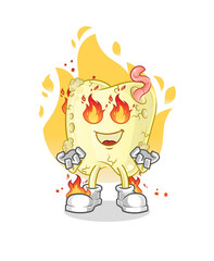 tooth decay on fire mascot. cartoon vector