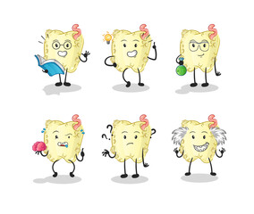 tooth decay thinking group character. cartoon mascot vector
