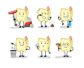 tooth decay cleaning group character. cartoon mascot vector