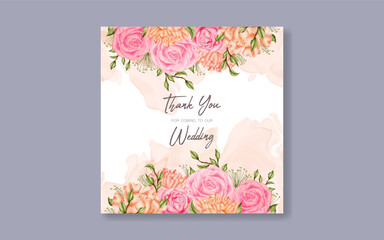Vintage watercolor flower wedding invitation card