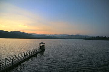 Fototapeta na wymiar Sunset at a lake, Karnataka