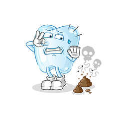 tooth with stinky waste illustration. character vector