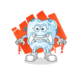 tooth monster vector. cartoon character