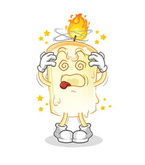 candle dizzy head mascot. cartoon vector