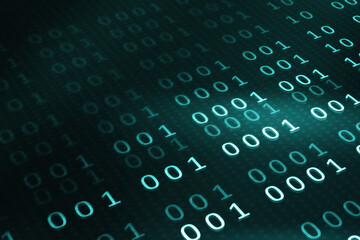 Obraz premium 2d illustration abstract digital binary data on computer screen