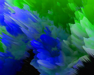 abstract blue and green background with 3d painting