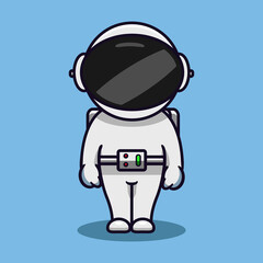 Astronaut standing cartoon vector illustration.