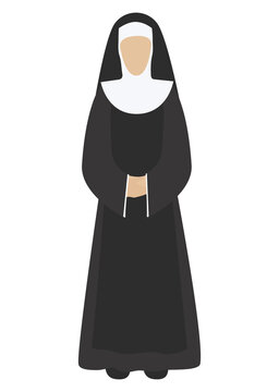 black robed nun standing clip art preview