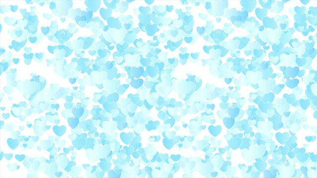 Blue white hearts abstract motion background. Valentines Day greeting card design. Seamless looping. Video animation Ultra HD 4K 3840x2160