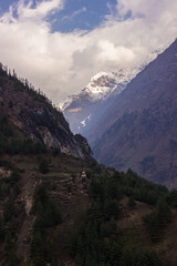 Fototapeta premium View of the slopes and mountain peaks in the Himalayas