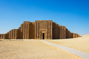 Entrance gate to the the Saqqara necropolis, archaeological and historical site on the south of...