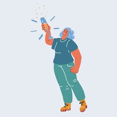 Vector illustration of holding a champagne glass