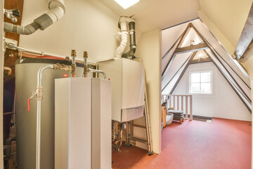 Heating boiler in light attic