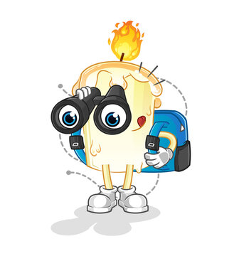 recommend clip art: candle with binoculars character. cartoon mascot vector
