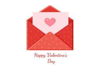 Greeting card with an envelope. Love message. Love letter for Valentine's Day for poster, print, holiday card.