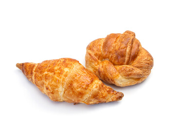 Close-up shot of Croissant on white background