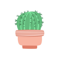 Cartoon cactus in cute pot.