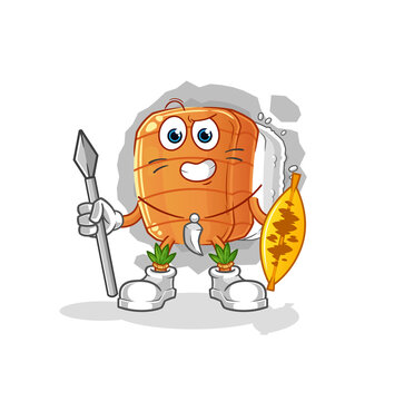 recommend clip art: sushi african tribal fighter mascot. cartoon vector