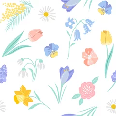 Foto op Plexiglas Spring hand drawn flower seamless pattern. Spring floral background © gala.draw