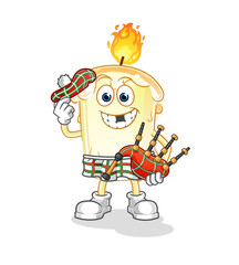 candle scottish with bagpipes vector. cartoon character