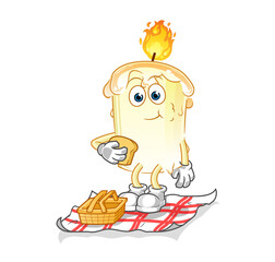 candle on a picnic cartoon. cartoon mascot vector