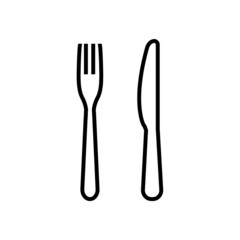 Fork and knife line icon, vector outline logo isolated on white background