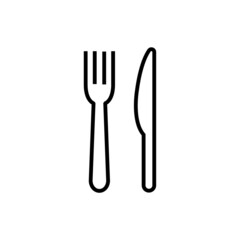 Fork and knife line icon, vector outline logo isolated on white background