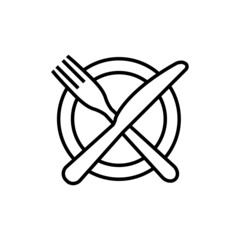 Fork and knife line icon, vector outline logo isolated on white background