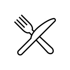 Fork and knife line icon, vector outline logo isolated on white background