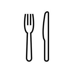Fork and knife line icon, vector outline logo isolated on white background
