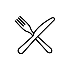 Fork and knife line icon, vector outline logo isolated on white background