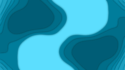 paper cut fluid overlap wave water design abstract style curve shape flow blue color. vector illustration.