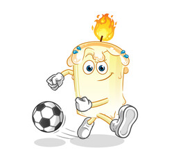 candle kicking the ball cartoon. cartoon mascot vector