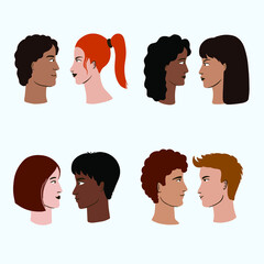 Loving faces in profile