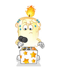 candle play whack a mole mascot. cartoon vector