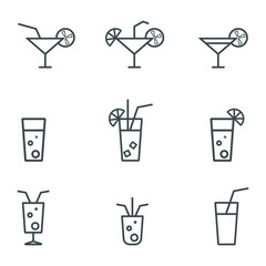 Cocktail lemonade icon or logo isolated glyph symbol vector illustration - high quality vector icon collection