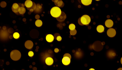 Golden Defocused Lights on black Abstract Background