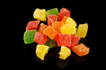 Multicolored candied fruits close-up