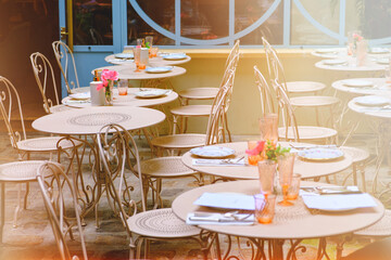 Patio of a French restaurant - retro style - 482867070