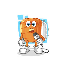 sushi tv reporter cartoon. cartoon mascot vector