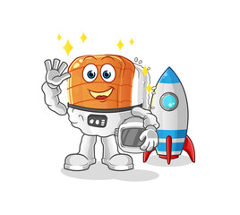 sushi astronaut waving character. cartoon mascot vector