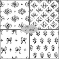 Set of seamless pattern backgrounds. hand drawn decorative elements, vector illustration